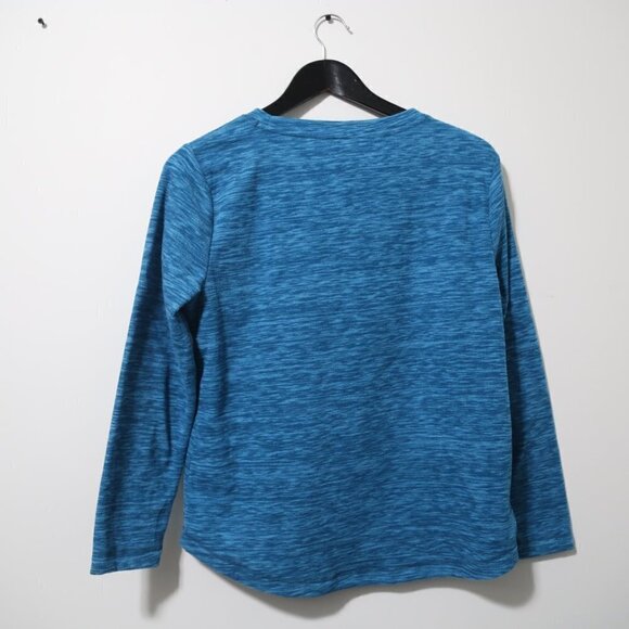 KAREN SCOTT LS Stretch Polo Heathered Space Dye Blue Pullover Sweater - Picture 9 of 9